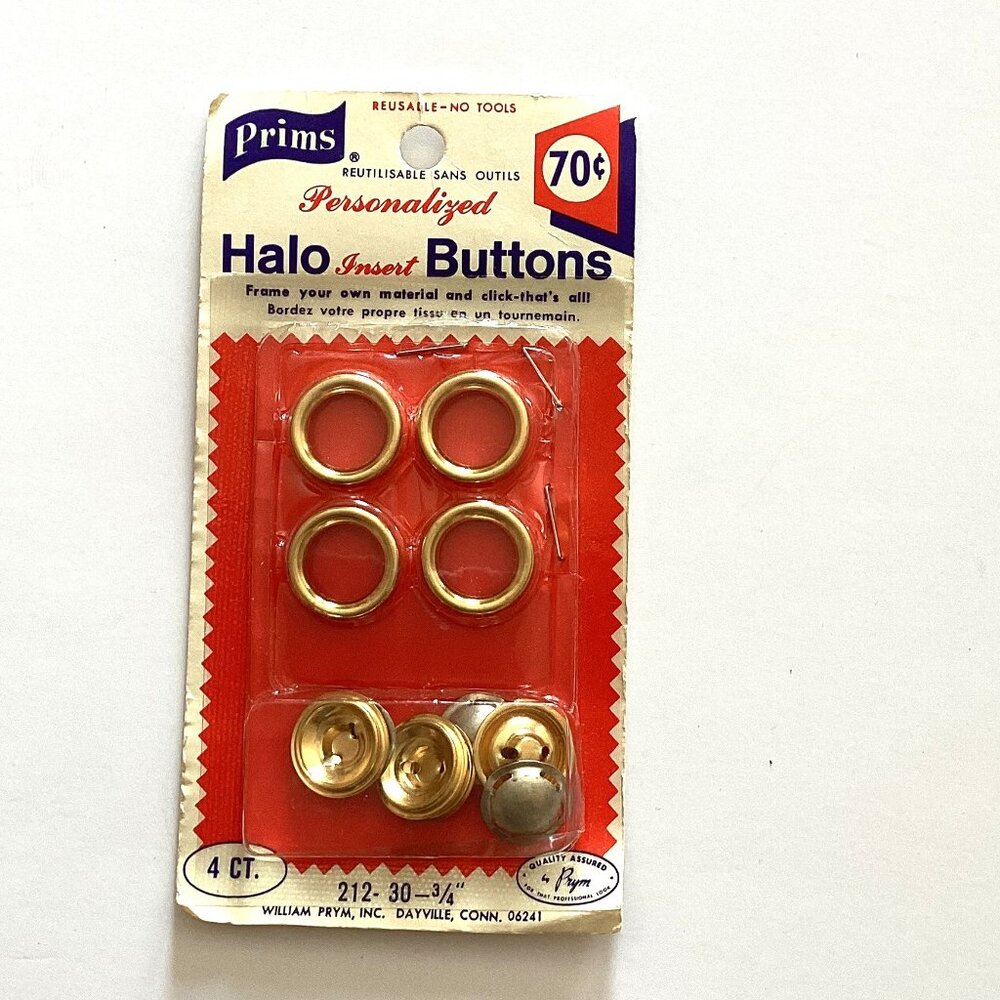 Prims Vintage Halo Insert Buttons 4CT. Dress Making Sewing